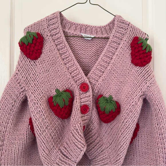 Myracle Red Strawberry Cardigan - Size Small - Picture 2 of 5